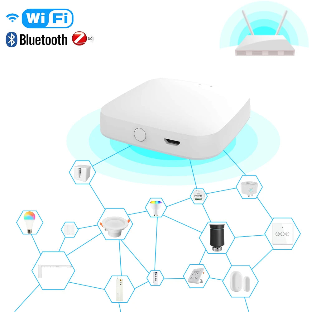 MOES New Multi-mode Smart Gateway ZigBee Bluetooth Mesh Hub Work with Tuya Smart App Voice Control via Alexa Google Home