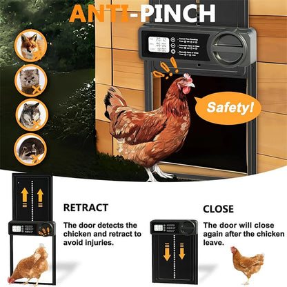 Automatic Chicken Coop Door Intelligent Timer Electric Aluminum Timing Opener  Auto Chicken Door Farm Automatic Management Tool