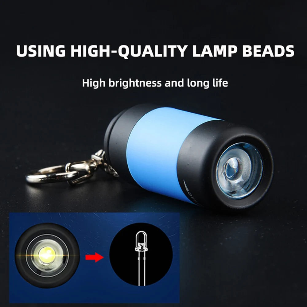 USB Rechargeable LED Multifunctional Strong light Pocket Keychain  Flashlight Waterproof Outdoor Hiking Camping Mini Flashlight