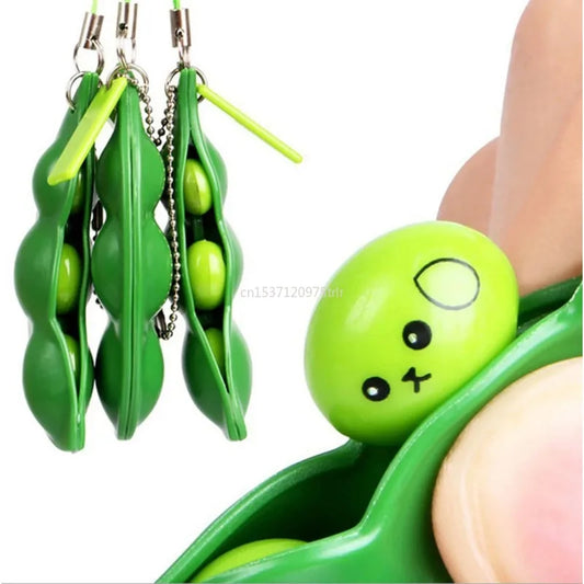 Fidget Toys Decompression Edamame Toys Antistress Popper Toy Infinite Peanut Peas Beans Keychain Fidget Squishy Decompression