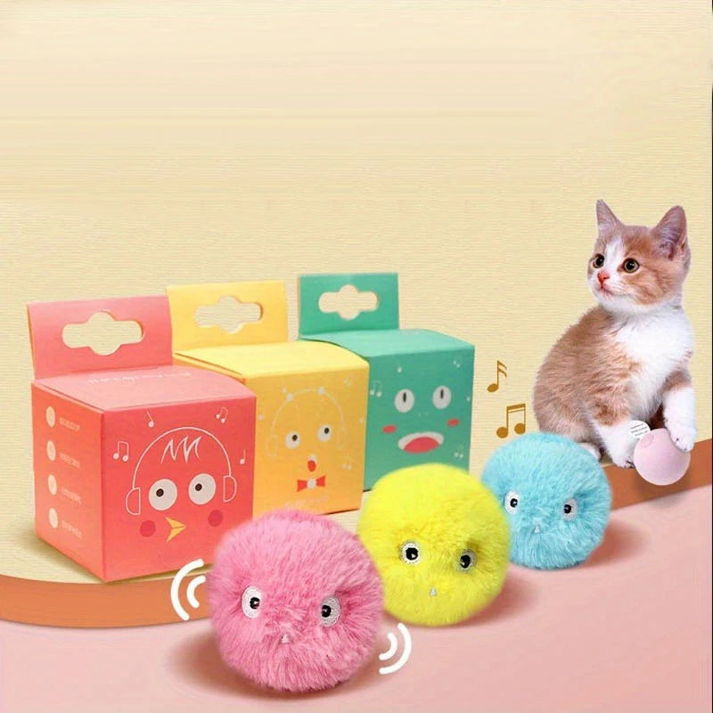 1/3Pcs Interactive Ball Smart Cat Dog Toys Plush Electric Catnip Training Toy Kitten Touch Sounding Pet Product Squeak Toy Ball