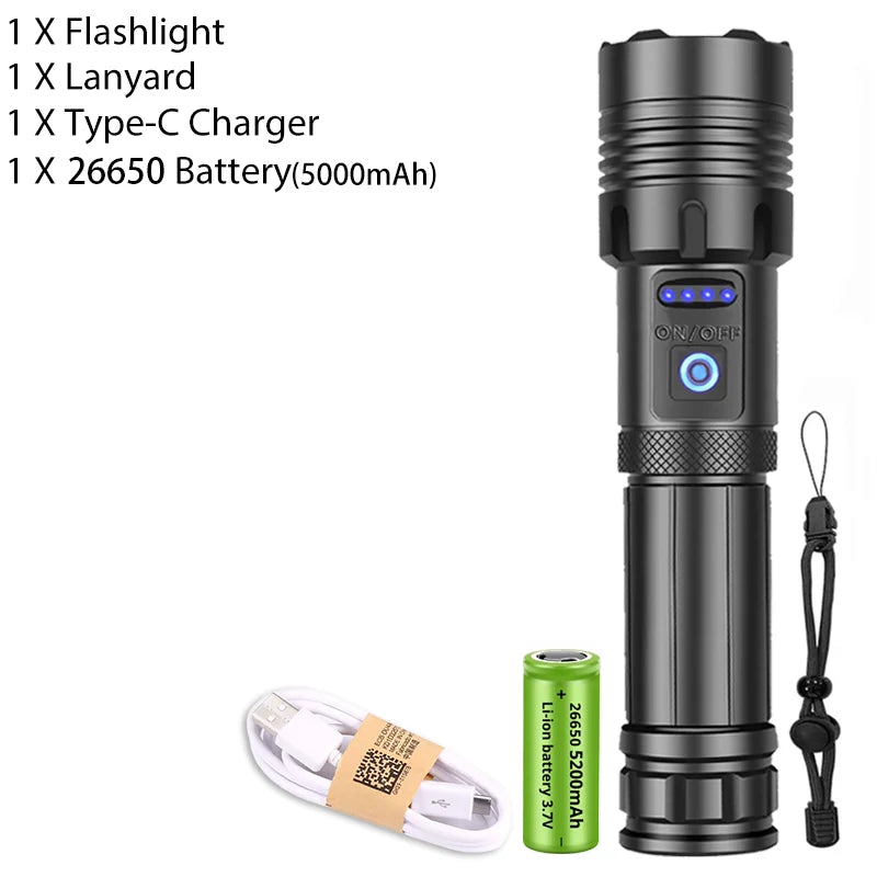 Super XHP120 Powerful Led Flashlight XHP90 High Power Torch Light Rechargeable Tactical Flashlight 18650 Usb Camping Lamp