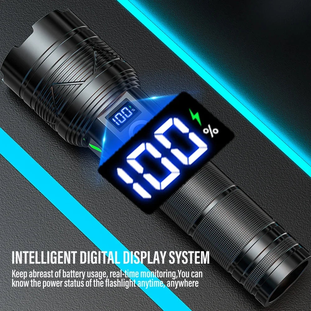 Super Long Range Tactical Flashlight High Power LED Torch USB Rechargeable Strong Light Lamp Outdoor Portable Lantern Waterproof