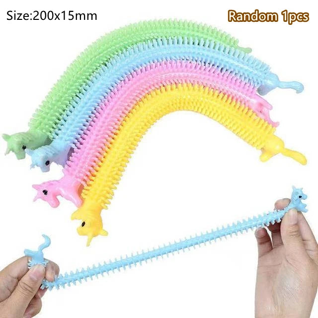 Sensory Toys Bean AntiStress Stretchy Strings Push It Squishy Chain Pops Cube Rainbow Ball Mini Squeeze Toy For Adults Kids Gift