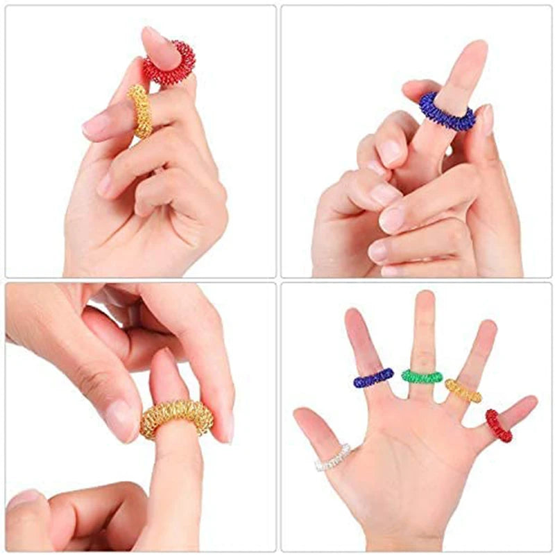 5-15pcs Acupressure Rings Spiky Sensory Finger Rings Set for Teens  Adults Stress Reducer Massager Stress Relief Fidget Toys