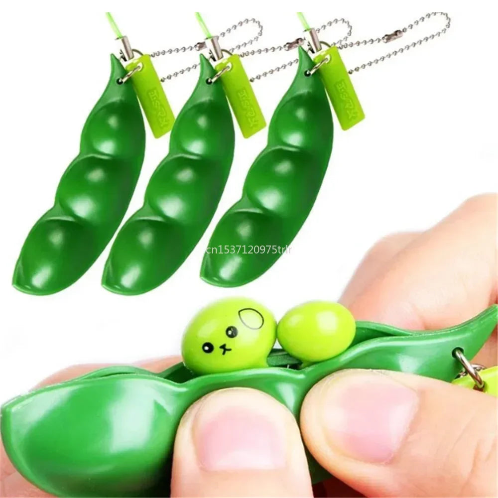 Fidget Toys Decompression Edamame Toys Antistress Popper Toy Infinite Peanut Peas Beans Keychain Fidget Squishy Decompression