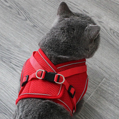 Adjustable Breathable Pet Dog Cat Harness and Leash Escape Proof Cat Vest Harness Puppy Dog Kitten Leads Reflective Cat Collar