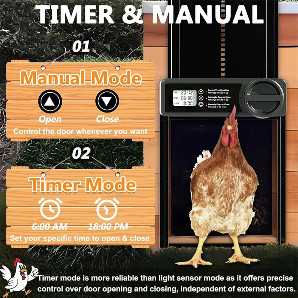 Automatic Chicken Coop Door Intelligent Timer Electric Aluminum Timing Opener  Auto Chicken Door Farm Automatic Management Tool