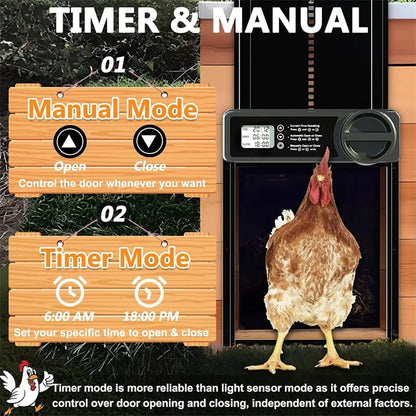 Automatic Chicken Coop Door Intelligent Timer Electric Aluminum Timing Opener  Auto Chicken Door Farm Automatic Management Tool