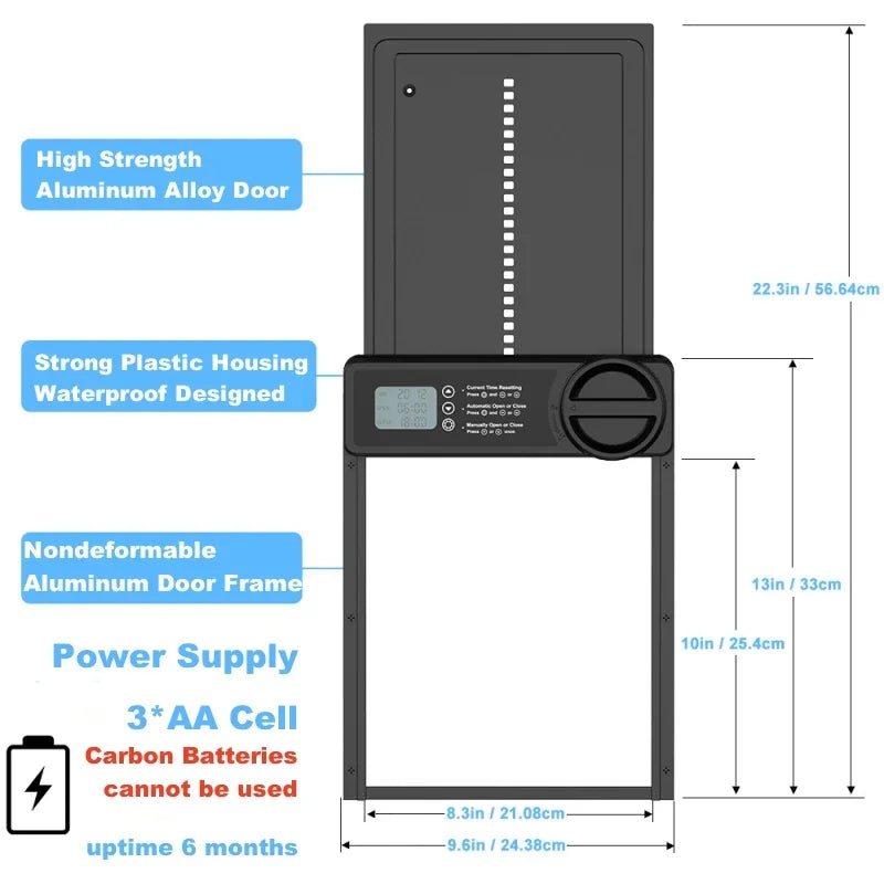 Automatic Chicken Coop Door Intelligent Timer Electric Aluminum Timing Opener  Auto Chicken Door Farm Automatic Management Tool