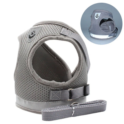 Adjustable Breathable Pet Dog Cat Harness and Leash Escape Proof Cat Vest Harness Puppy Dog Kitten Leads Reflective Cat Collar