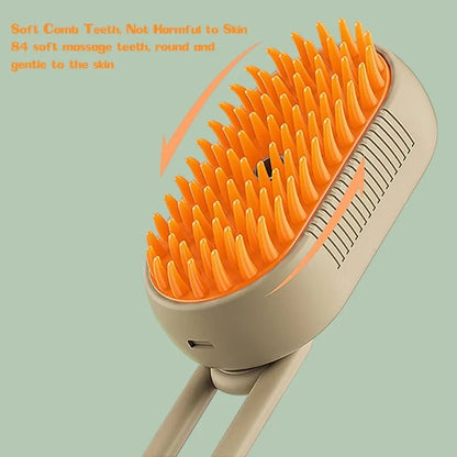 Steamy Dog Brush Electric Spray Cat Hair Brush 3 in1 Dog Steamer Brush for Massage Pet Grooming Removing Tangled and Loose Hair