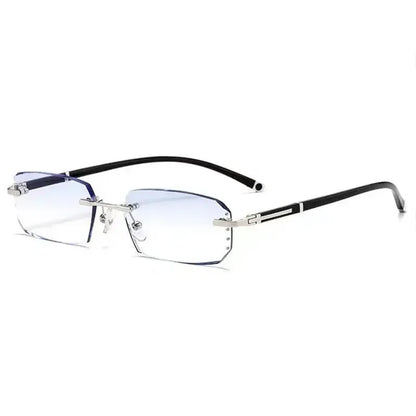 Luxury Diamond Cutting Photochromic Reading Glasses Men Business Rimless Eyeglasses Women Color Changing Presbyopia Eyewear