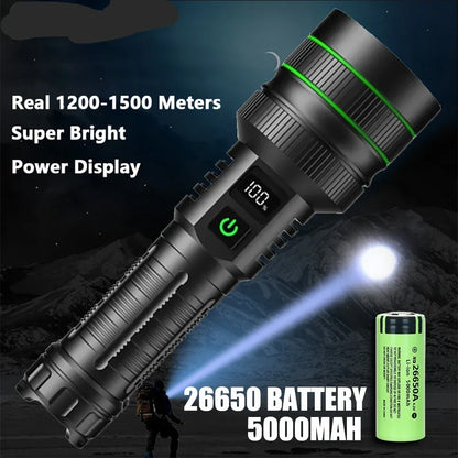 Super Long Range Tactical Flashlight High Power LED Torch USB Rechargeable Strong Light Lamp Outdoor Portable Lantern Waterproof