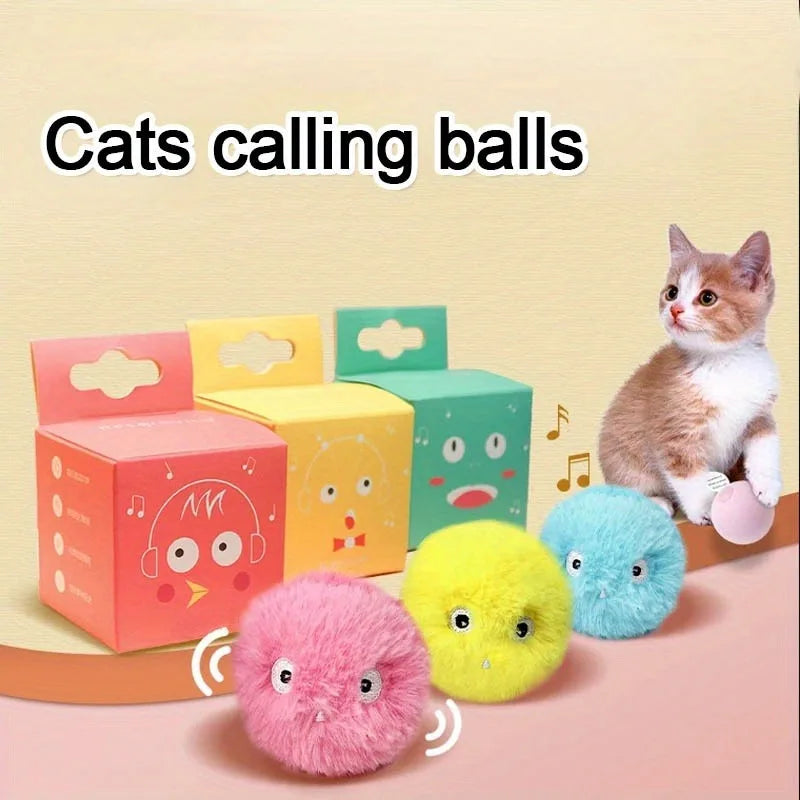 1/3Pcs Interactive Ball Smart Cat Dog Toys Plush Electric Catnip Training Toy Kitten Touch Sounding Pet Product Squeak Toy Ball