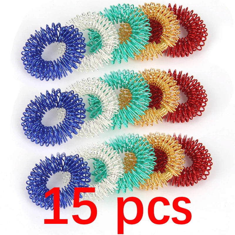 5-15pcs Acupressure Rings Spiky Sensory Finger Rings Set for Teens  Adults Stress Reducer Massager Stress Relief Fidget Toys