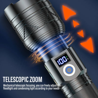 Super Long Range Tactical Flashlight High Power LED Torch USB Rechargeable Strong Light Lamp Outdoor Portable Lantern Waterproof