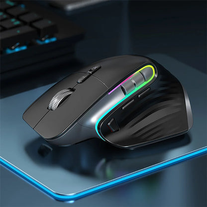 Bluetooth +2.4G Wireless Mouse Rechargeable 12 Colors RGB LED Gaming Mouse Ergonomic Mice for Gamer Computer Laptop iPad