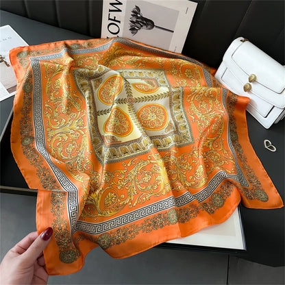 2024 New Fashion 70X70cmPrinted Women's Scarf Pashmina Silk Scarf Square Shawl Decorative Headband Neck Luxury Design Bandana