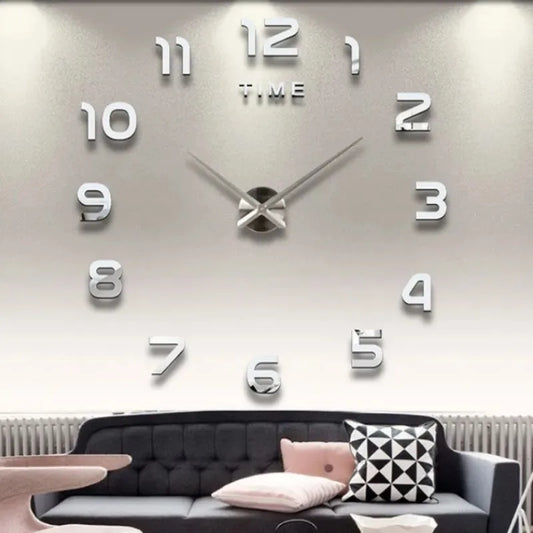 Modern Design Large Wall Clock 2D DIY Quartz Clock Fashion Watch Acrylic Mirror Stickers Living Room Home Decoration Decor