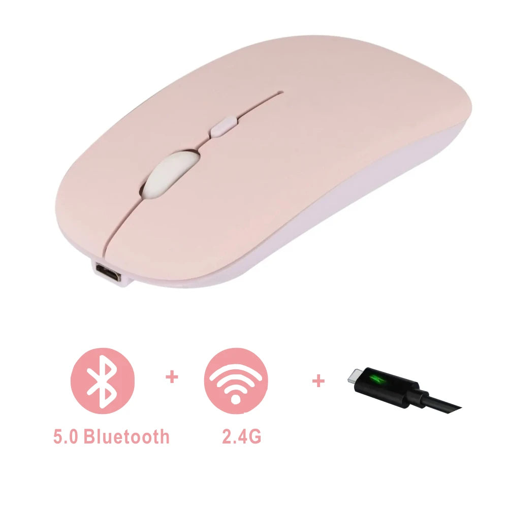 Rechargeable Bluetooth Mouse Wireless Dual Mode 5.2  Silent Computer  gaming  Ergonomic Mouse 2.4 USB for PC Laptops