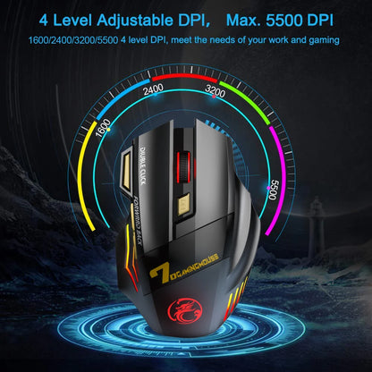 Rechargeable Bluetooth Mouse Wireless PC Gamer Mouse Computer Gaming Mouse Ergonomic Mause 5500 DPI  Mice For Laptop Ipad