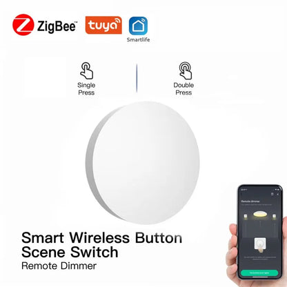 Tuya ZigBee Button Scene Switch Intelligent Linkage Smart Switch Battery Powered Automation Work With Smart Life Zigbee Devices