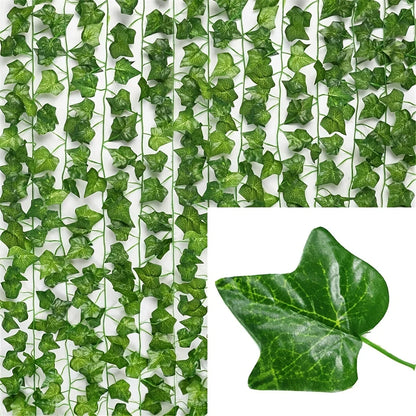 Artificial Green Ivy Leaf Rattan Creeper Leaves Vine Hanging Garland DIY Fake Flowers Plants for Garden Wedding Party Home Decor