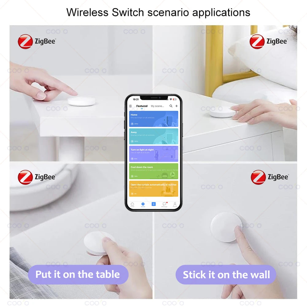 New ZigBee Button Scene Switch Intelligent Linkage Smart Wireless Wall Push Button works with Zigbee2MQTT Ewelink Alexa Alice