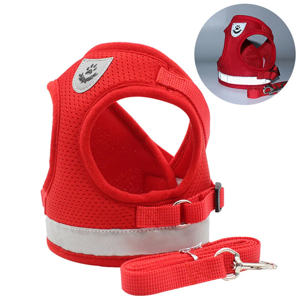 Adjustable Breathable Pet Dog Cat Harness and Leash Escape Proof Cat Vest Harness Puppy Dog Kitten Leads Reflective Cat Collar