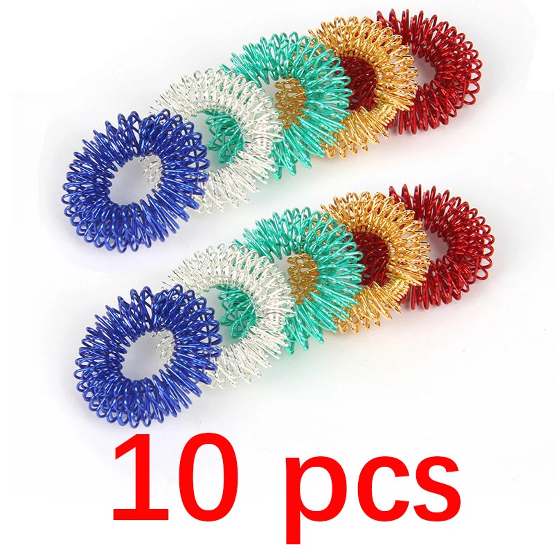 5-15pcs Acupressure Rings Spiky Sensory Finger Rings Set for Teens  Adults Stress Reducer Massager Stress Relief Fidget Toys