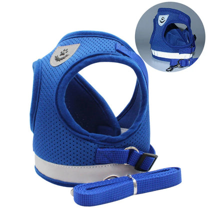 Adjustable Breathable Pet Dog Cat Harness and Leash Escape Proof Cat Vest Harness Puppy Dog Kitten Leads Reflective Cat Collar