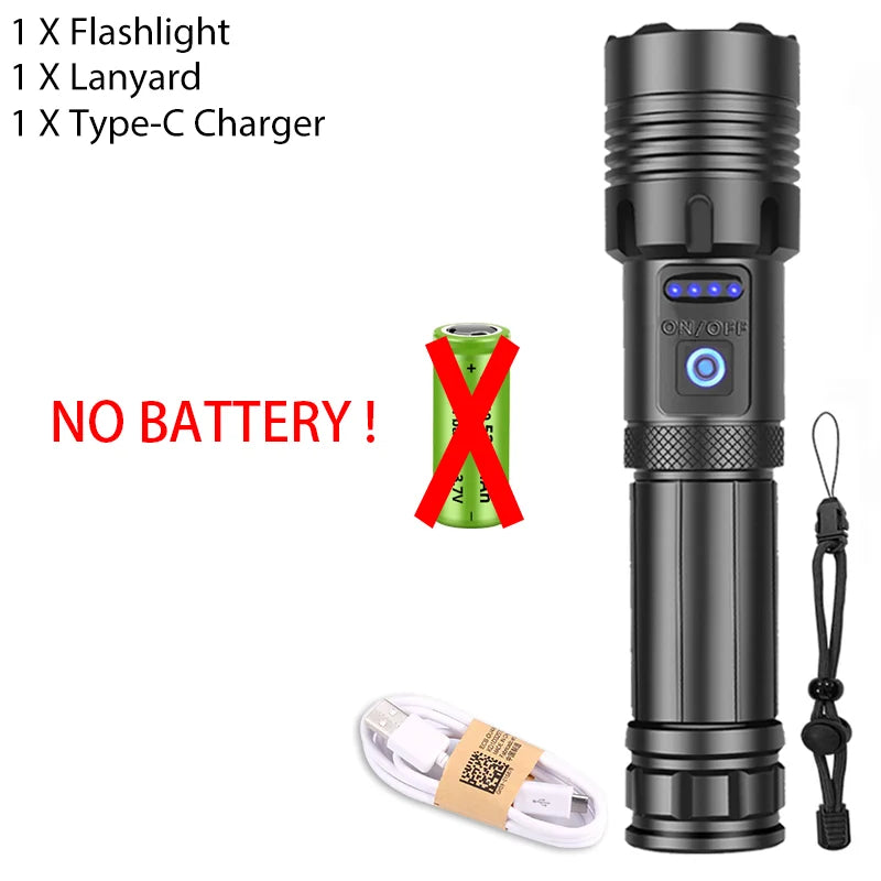 Super XHP120 Powerful Led Flashlight XHP90 High Power Torch Light Rechargeable Tactical Flashlight 18650 Usb Camping Lamp