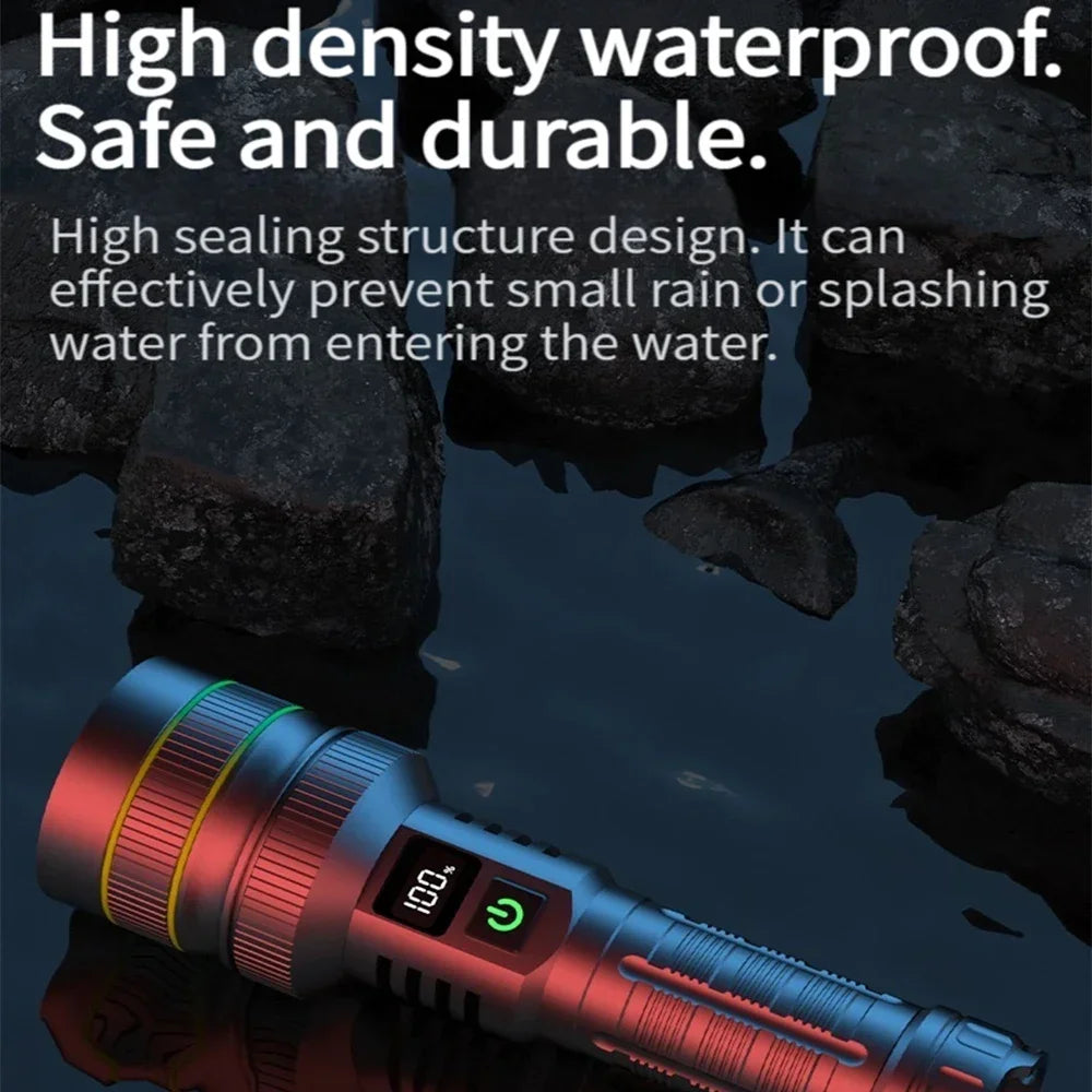 Super Long Range Tactical Flashlight High Power LED Torch USB Rechargeable Strong Light Lamp Outdoor Portable Lantern Waterproof