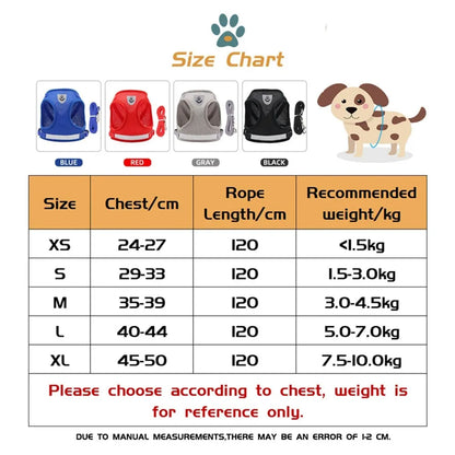 Adjustable Breathable Pet Dog Cat Harness and Leash Escape Proof Cat Vest Harness Puppy Dog Kitten Leads Reflective Cat Collar