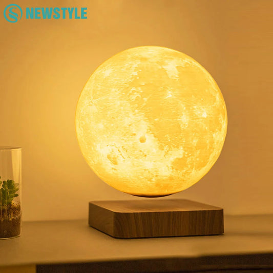 Novelty Levitating Moon Night Light 360° Rotation Magnetic Floating Moon Lamp With 3 Colors  For for Home Office Desk Decor