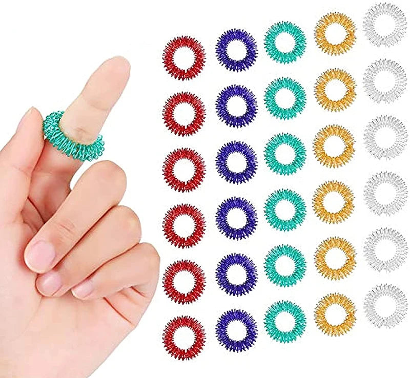 5-15pcs Acupressure Rings Spiky Sensory Finger Rings Set for Teens  Adults Stress Reducer Massager Stress Relief Fidget Toys