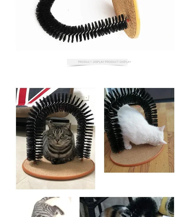 Cat Toy Arch Self Groome Pamper Feline with A Massage Grooming Rubbing Brush with Scratching Pad Toy for Cats Interactive Toys