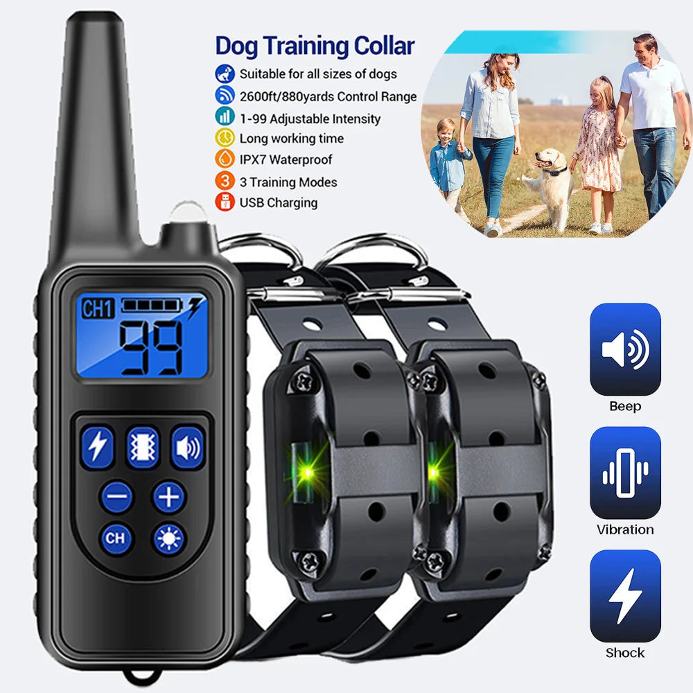 Electric Dog Training Collar Detachable Bark  Rechargeable Anti Barking Shock Vibration Collar for All Dogs Pet with Clicker