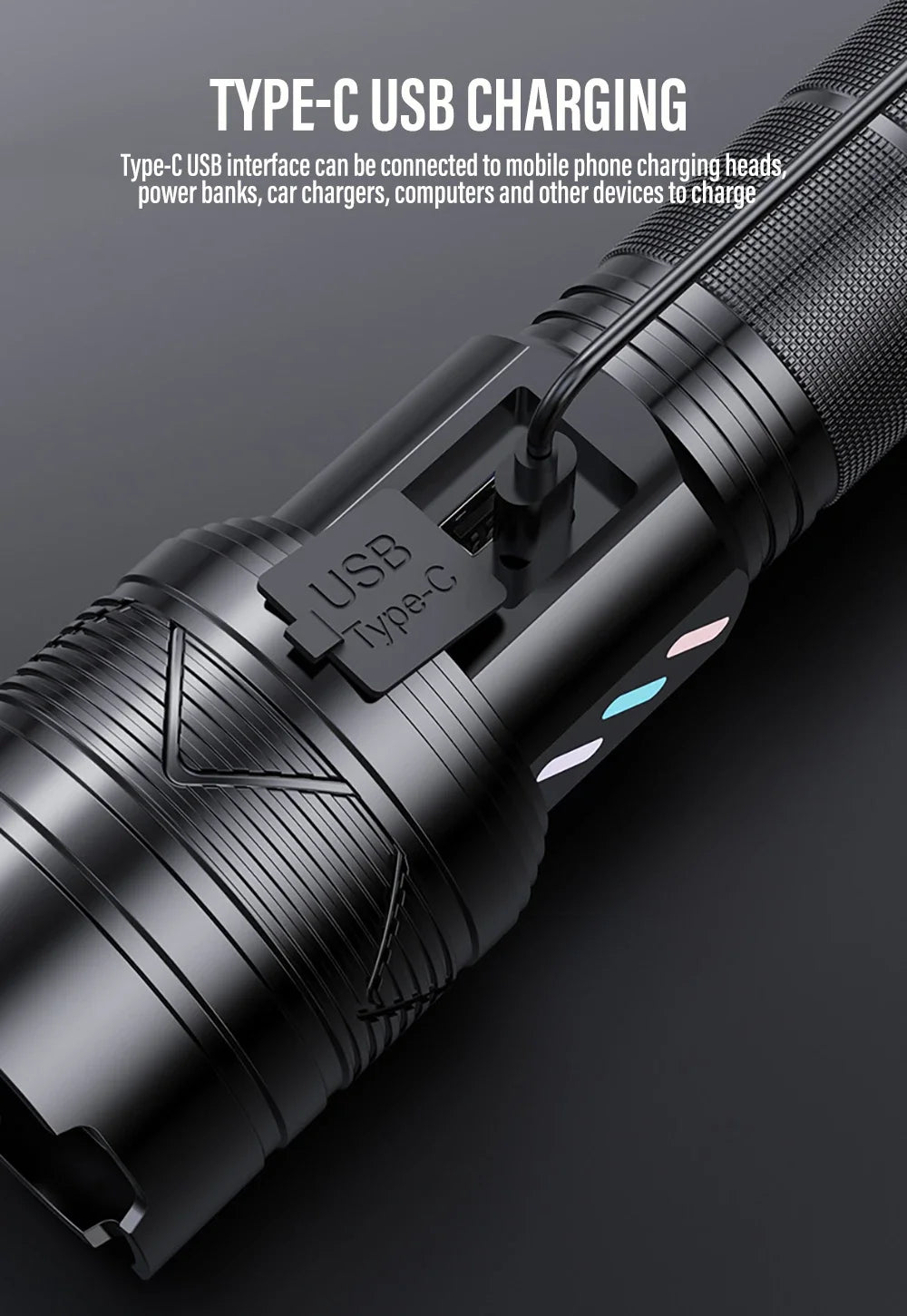 Super Long Range Tactical Flashlight High Power LED Torch USB Rechargeable Strong Light Lamp Outdoor Portable Lantern Waterproof