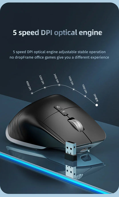 Bluetooth +2.4G Wireless Mouse Rechargeable 12 Colors RGB LED Gaming Mouse Ergonomic Mice for Gamer Computer Laptop iPad