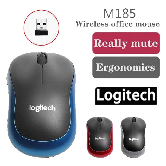 Logitech M185 Wireless Mouse 2.4Ghz USB 1000DPI Mice USB Receiver Mute Optical Navigation Mice For Mac Os Chrome Window 10/8/7