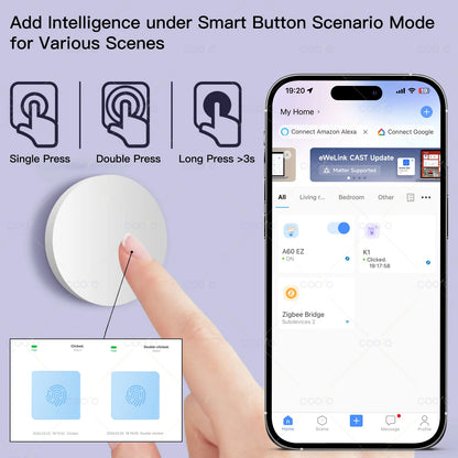 New ZigBee Button Scene Switch Intelligent Linkage Smart Wireless Wall Push Button works with Zigbee2MQTT Ewelink Alexa Alice