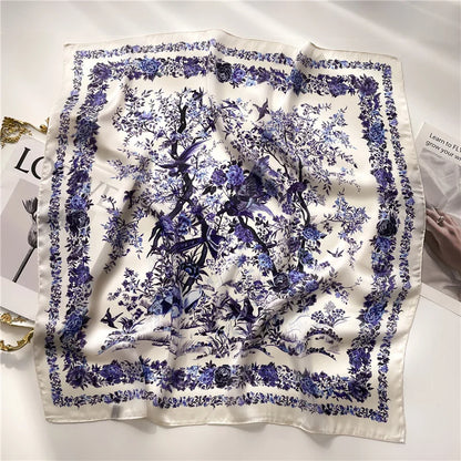 2024 New Fashion 70X70cmPrinted Women's Scarf Pashmina Silk Scarf Square Shawl Decorative Headband Neck Luxury Design Bandana