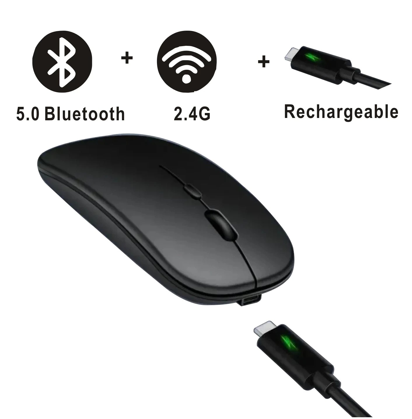 Rechargeable Bluetooth Mouse Wireless Dual Mode 5.2  Silent Computer  gaming  Ergonomic Mouse 2.4 USB for PC Laptops