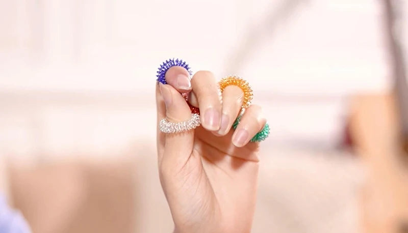 5-15pcs Acupressure Rings Spiky Sensory Finger Rings Set for Teens  Adults Stress Reducer Massager Stress Relief Fidget Toys