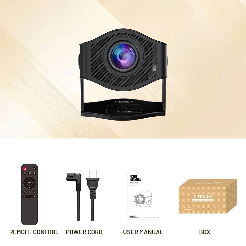 Android11 4K Projector 720P 200ANSI Dual Wifi6 BT5.0 HDMI2.0 4Point Keystone Correction Portable Home Theater Projector Upgraded