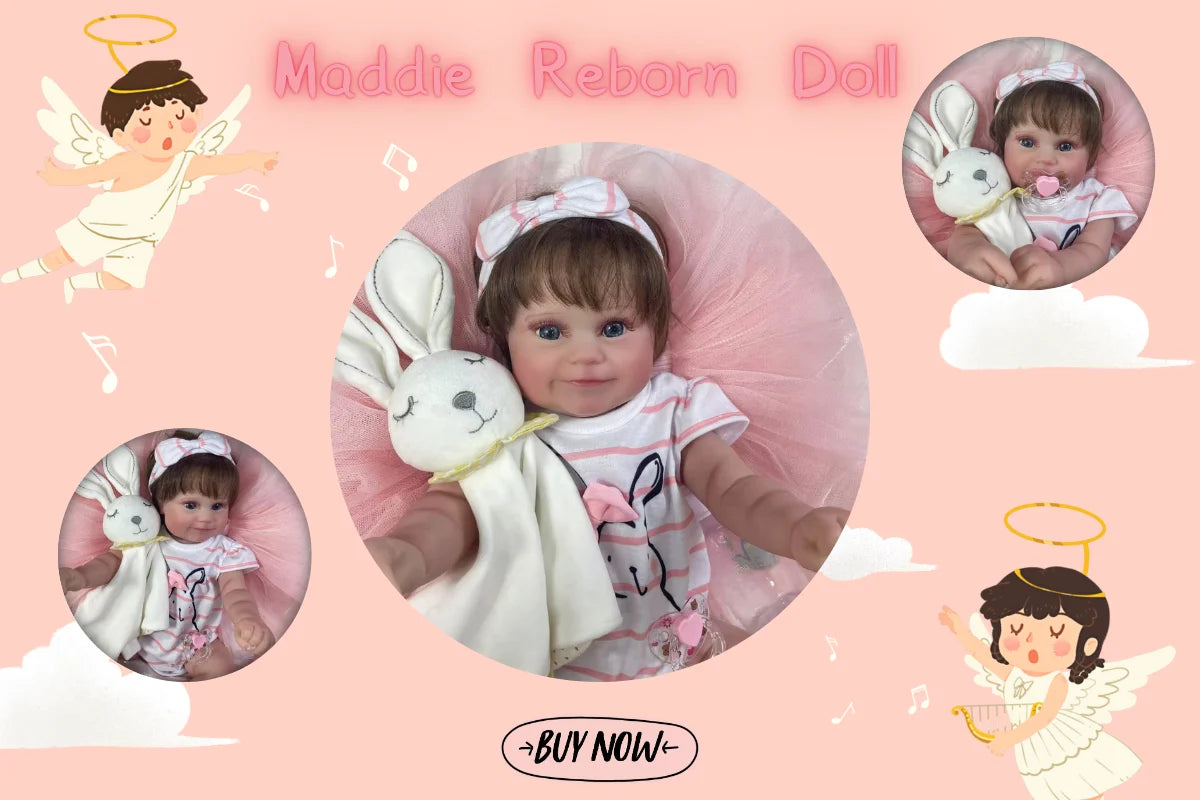 MRB 50CM Full Vinyl Body Girl Waterproof Reborn Doll Maddie Hand-Detailed Painted Visible Veins Lifelike Doll Christmas Toy Gift