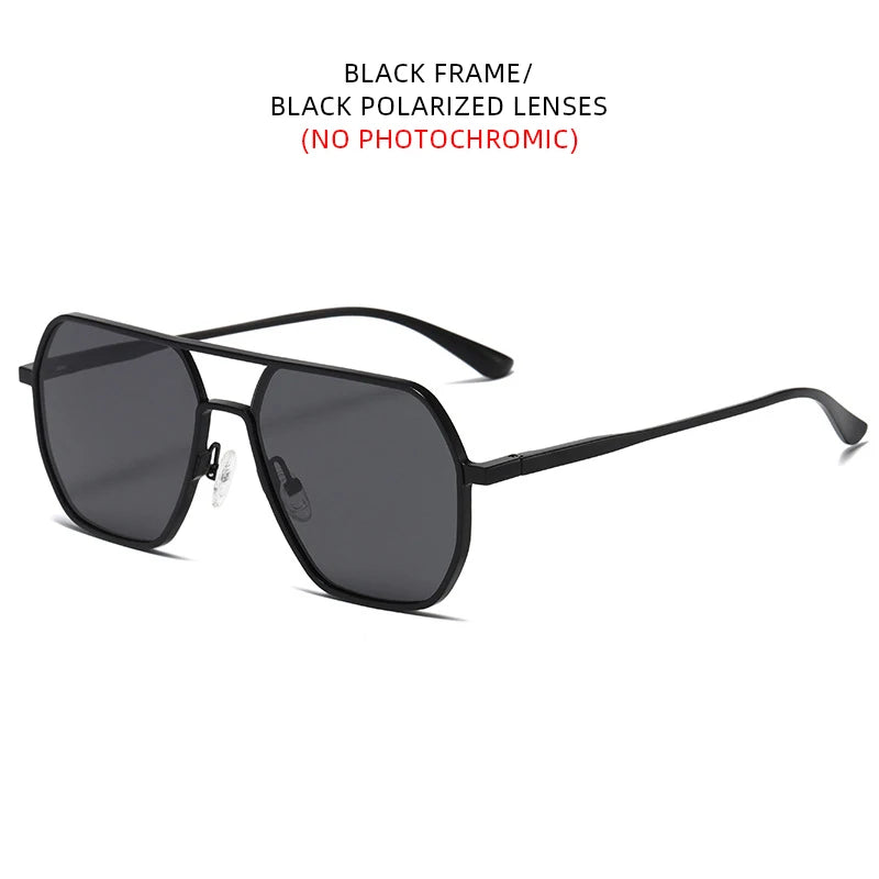 Luxury Metal Photochromic Sunglasses Men Women Fashion Polarized Sun Glasses Stylish Chameleon Anti-glare Driving Shades UV400